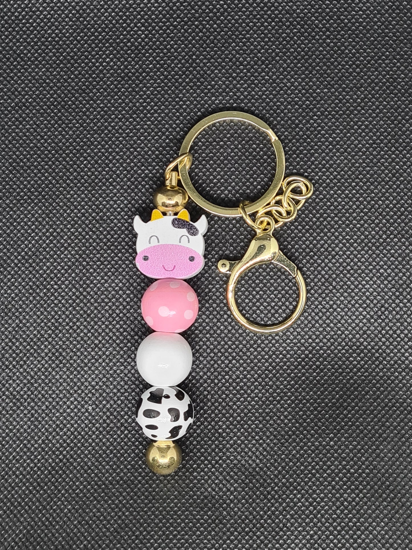Cow Key Chain - Silicone/Wooden - Platinum/Gold/Rose Gold/Silver