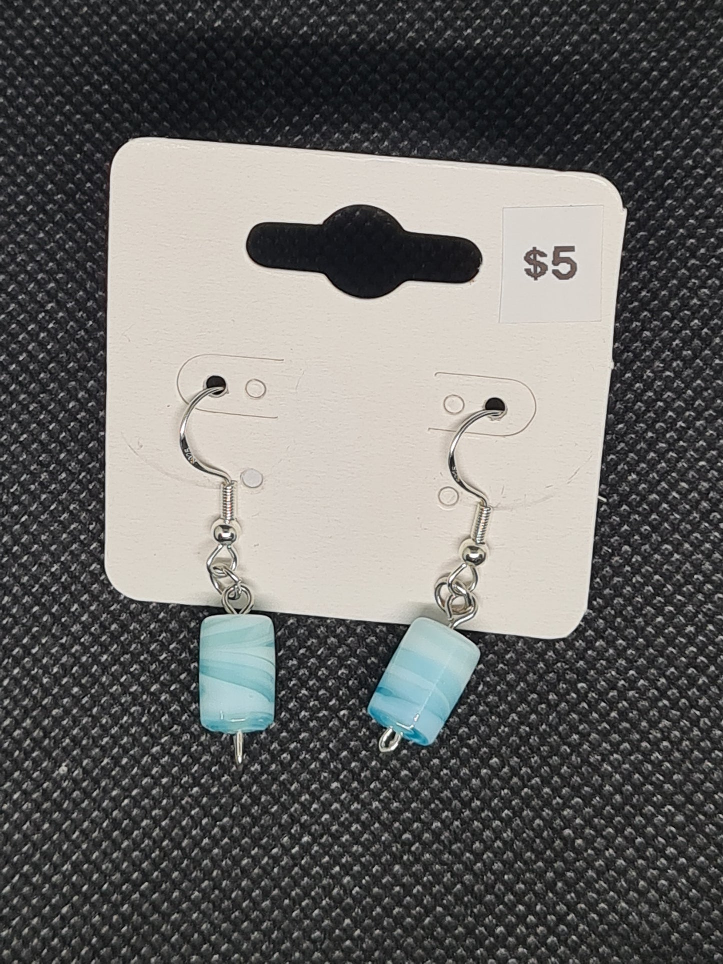 Candy Swirls, Shepherd Hook Earrings, Pink & Blue (Limited Edition)