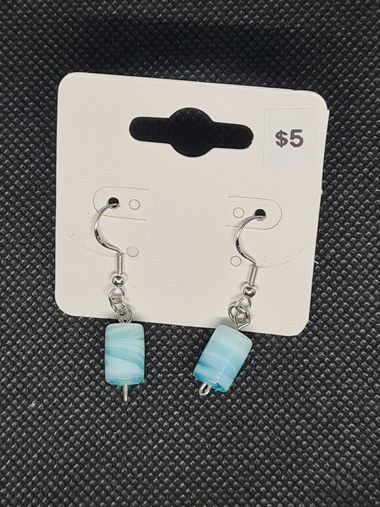 Candy Swirls, Shepherd Hook Earrings, Pink & Blue (Limited Edition)