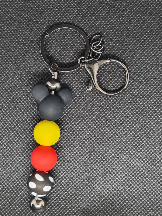 Disney Key Chain, Black or Silver with Tassel