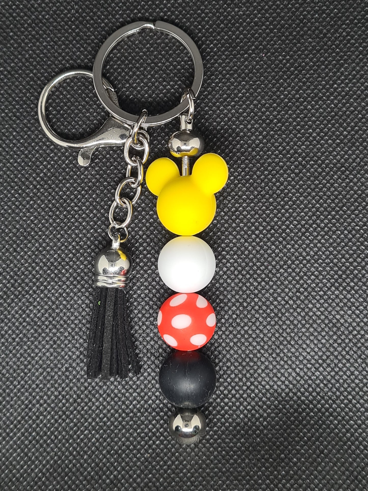 Disney Key Chain, Black or Silver with Tassel