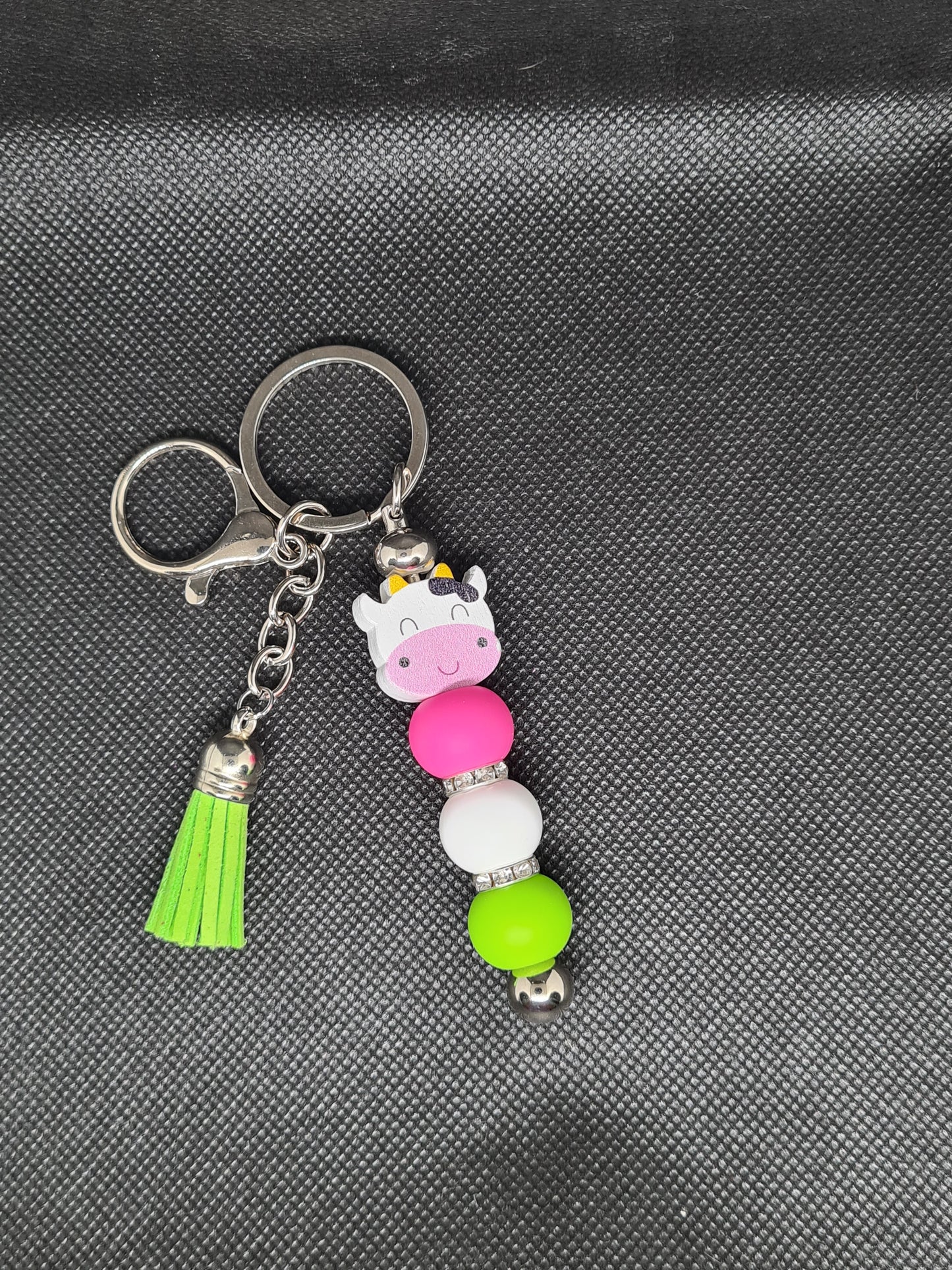 Cow Key Chain - Silicone/Wooden - Platinum/Gold/Rose Gold/Silver