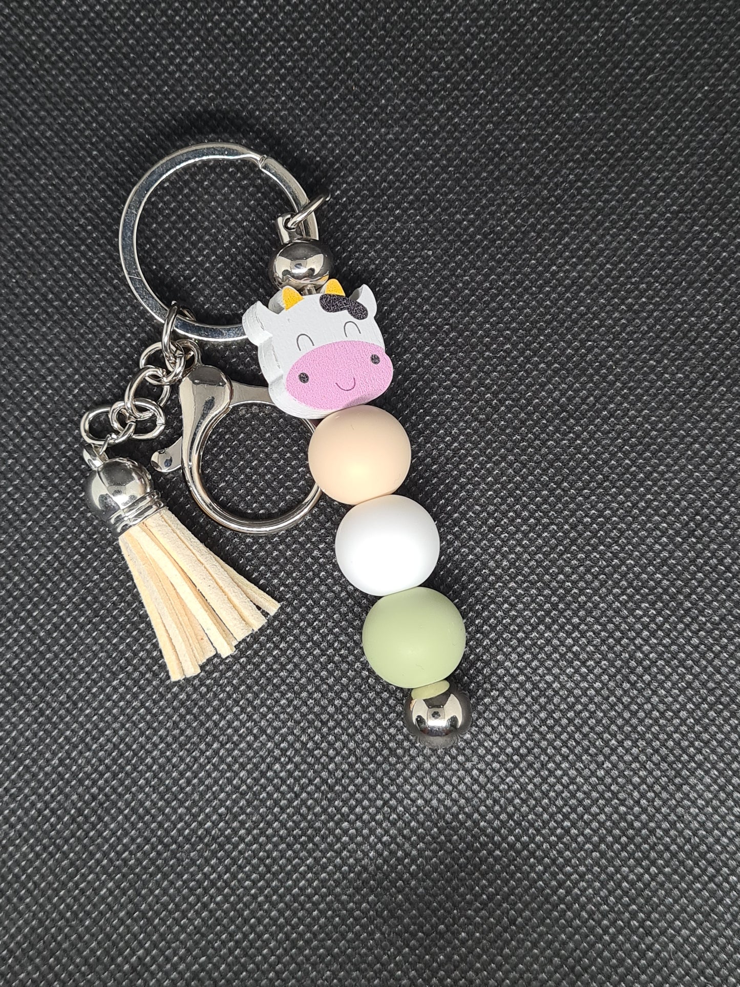 Cow Key Chain - Silicone/Wooden - Platinum/Gold/Rose Gold/Silver