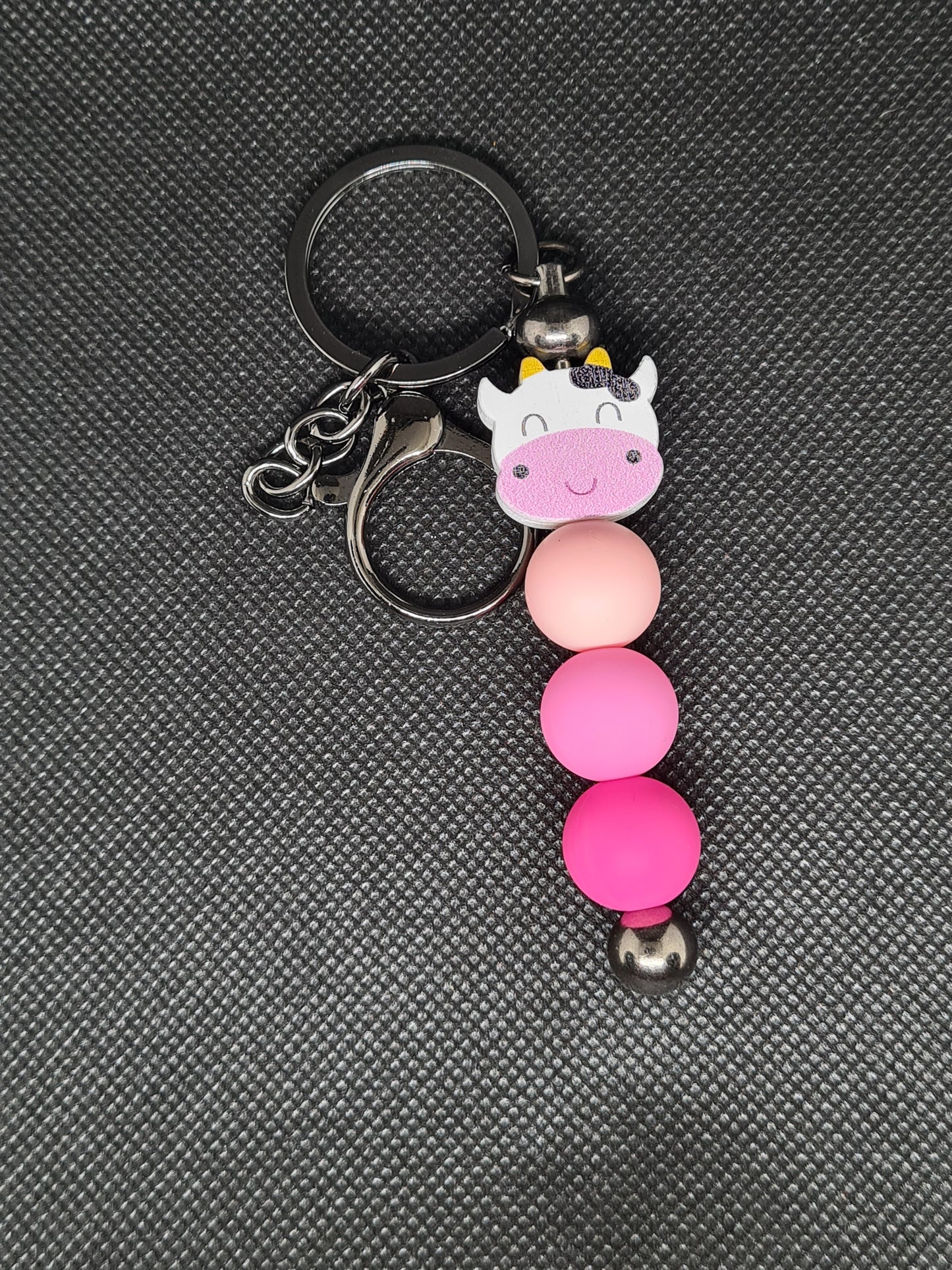 Cow Key Chain - Silicone/Wooden - Platinum/Gold/Rose Gold/Silver