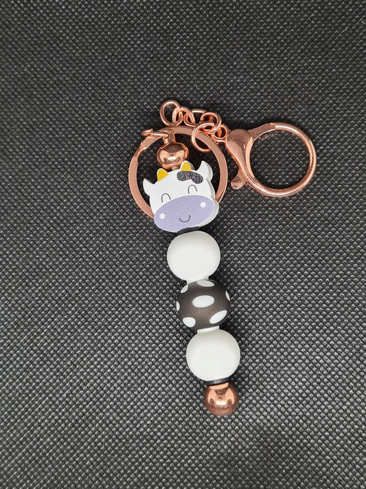 Cow Key Chain - Silicone/Wooden - Platinum/Gold/Rose Gold/Silver