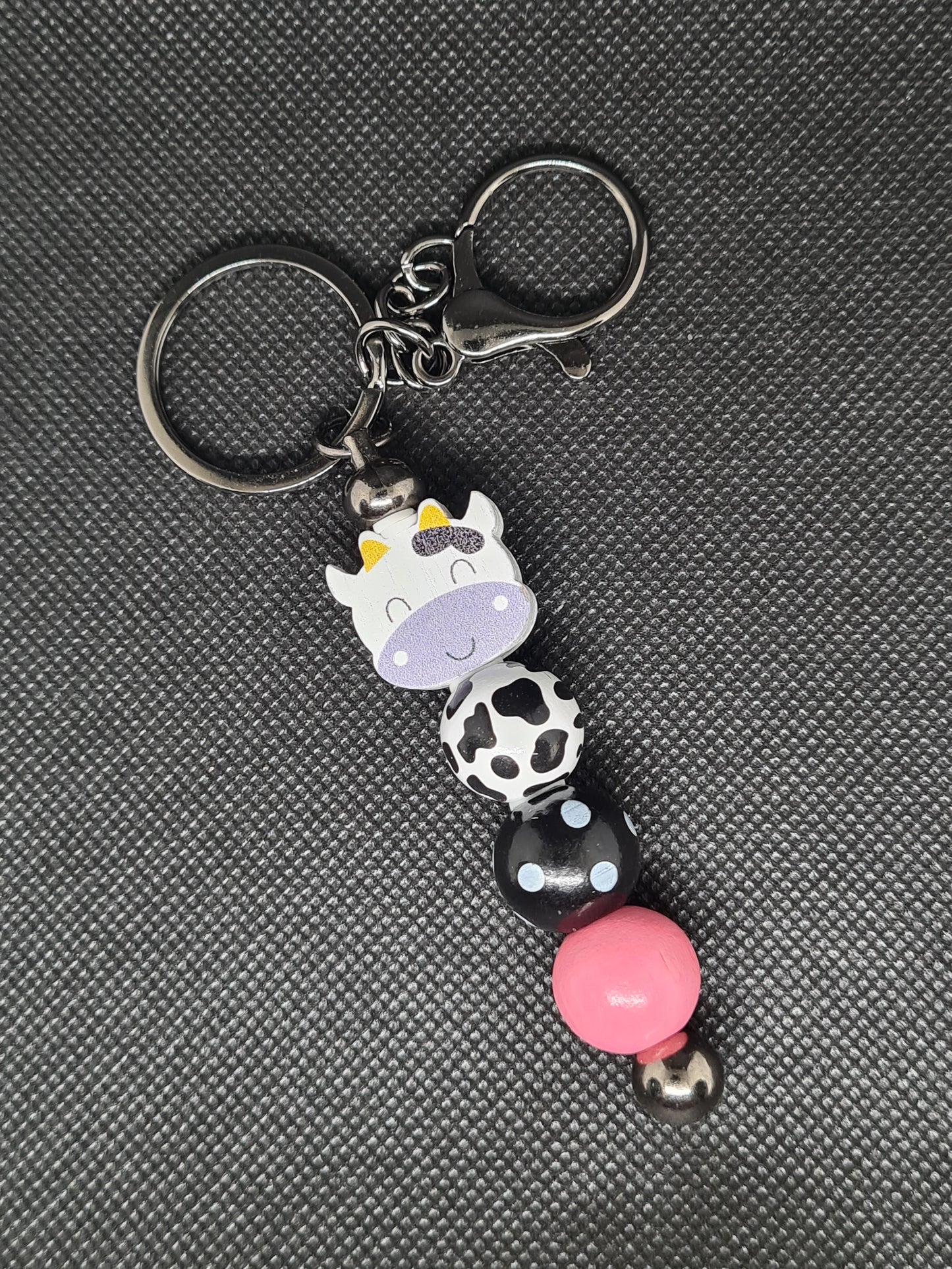 Cow Key Chain - Silicone/Wooden - Platinum/Gold/Rose Gold/Silver