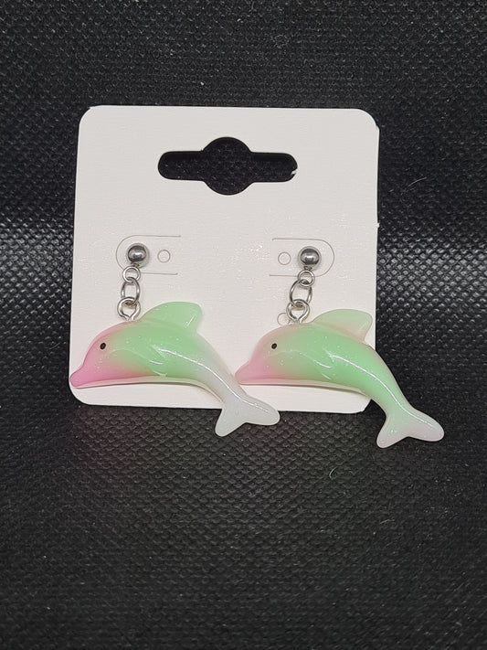 Colour Dolphins Earrings Studs (Gold, Silver and Rose Gold)