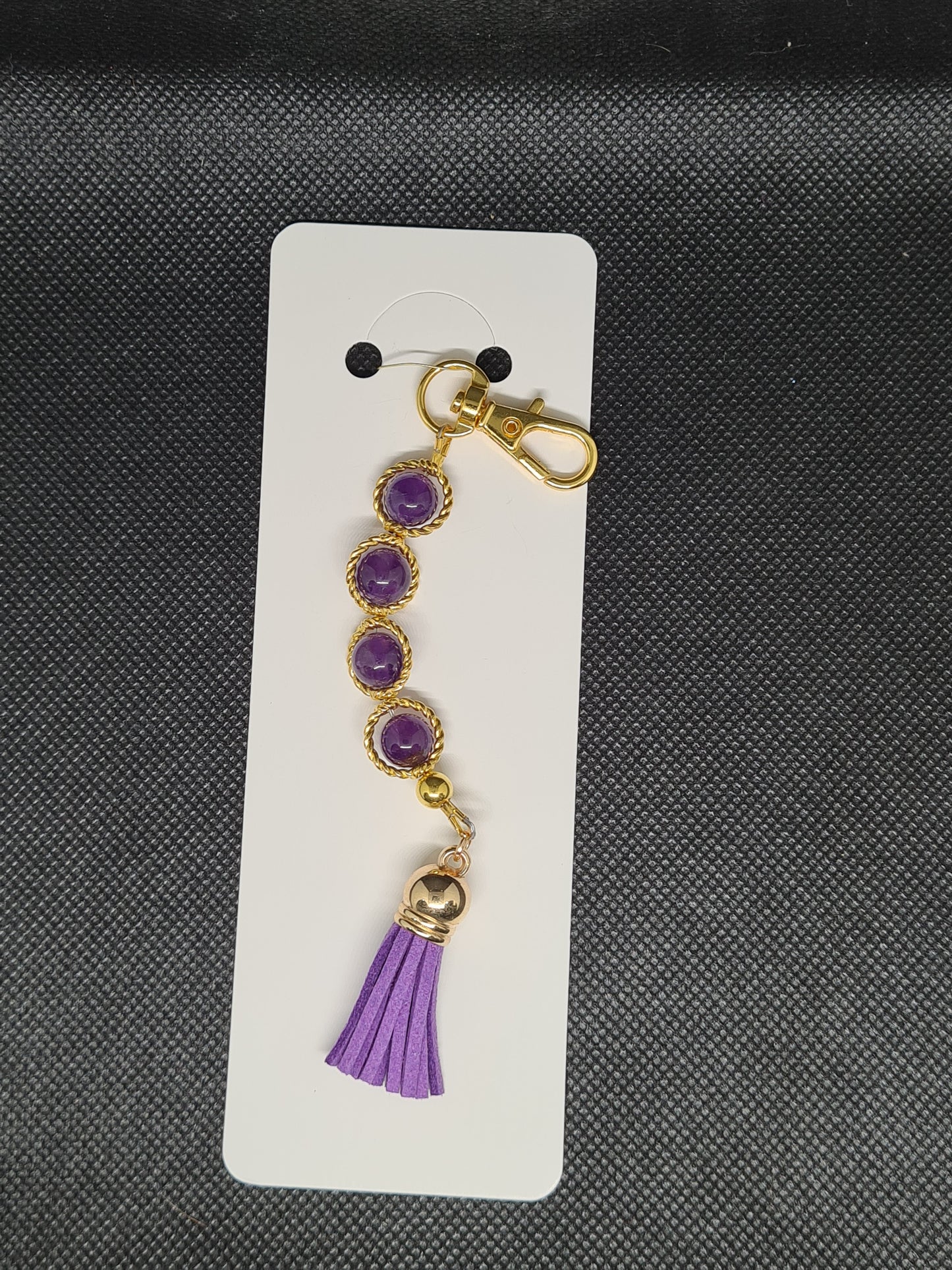 Amethyst Ring, Keychain, Golden