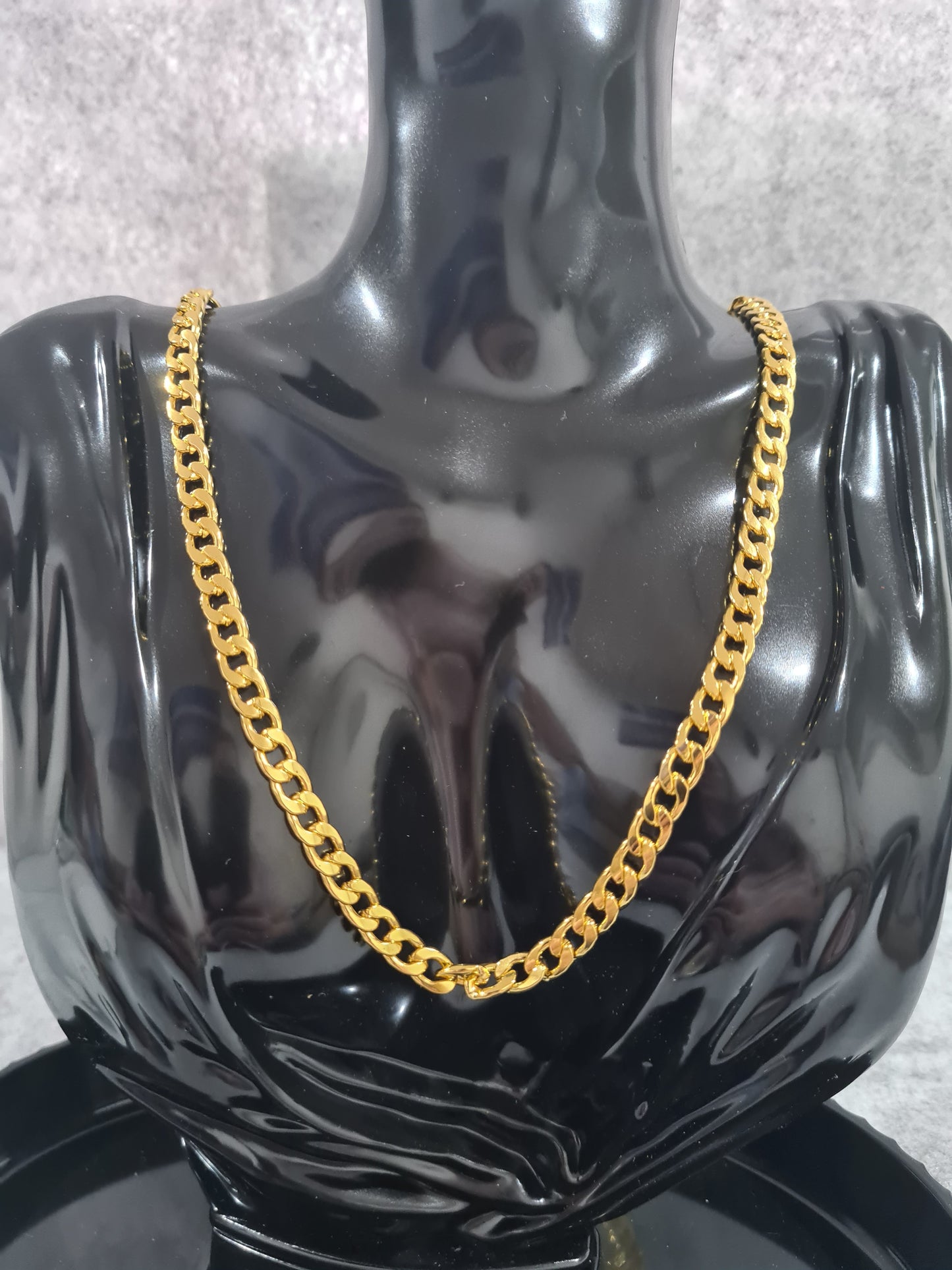 Men's Golden Cable Chain Necklace, 18k Gold Plate, Men, (55cm/56cm/60cm/61cm/65cm/73cm)