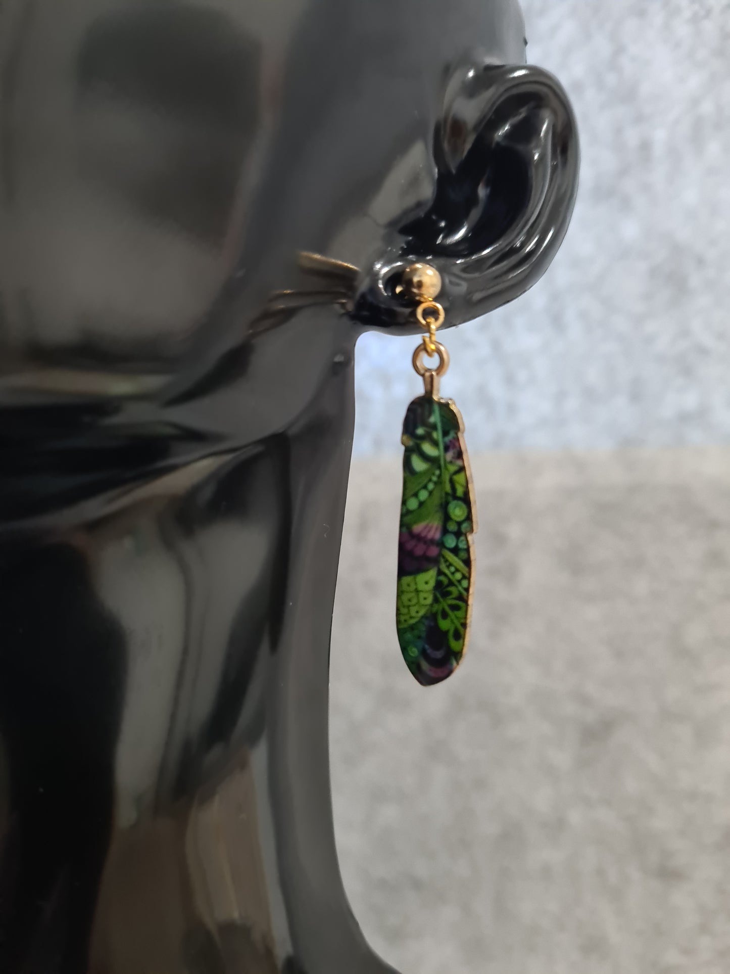 Bohemian Colourful Feather, Stud Earrings (Gold/Rose Gold/Sterling Silver)