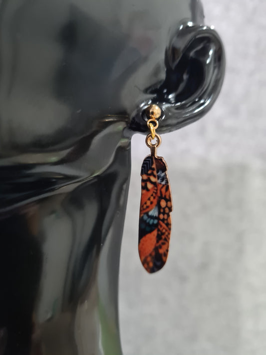 Bohemian Colourful Feather, Stud Earrings (Gold/Rose Gold/Sterling Silver)