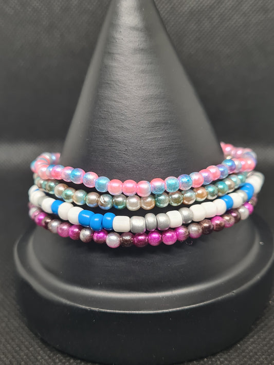 Anklets, Glass Barrel multi-colour