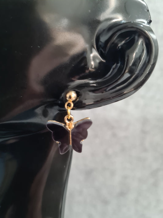 Colourful Butterfly Earrings, (Gold)