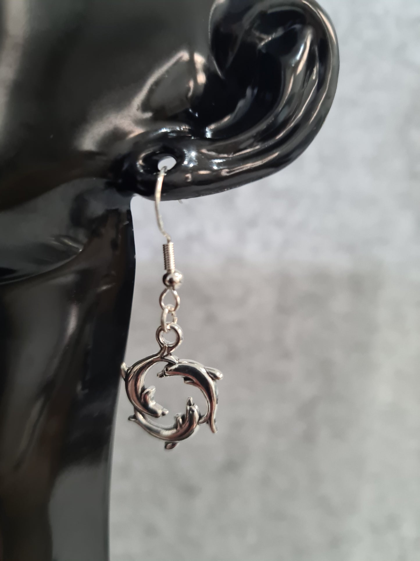 Dolphin, Silver Earrings (Shepherd Hooks)