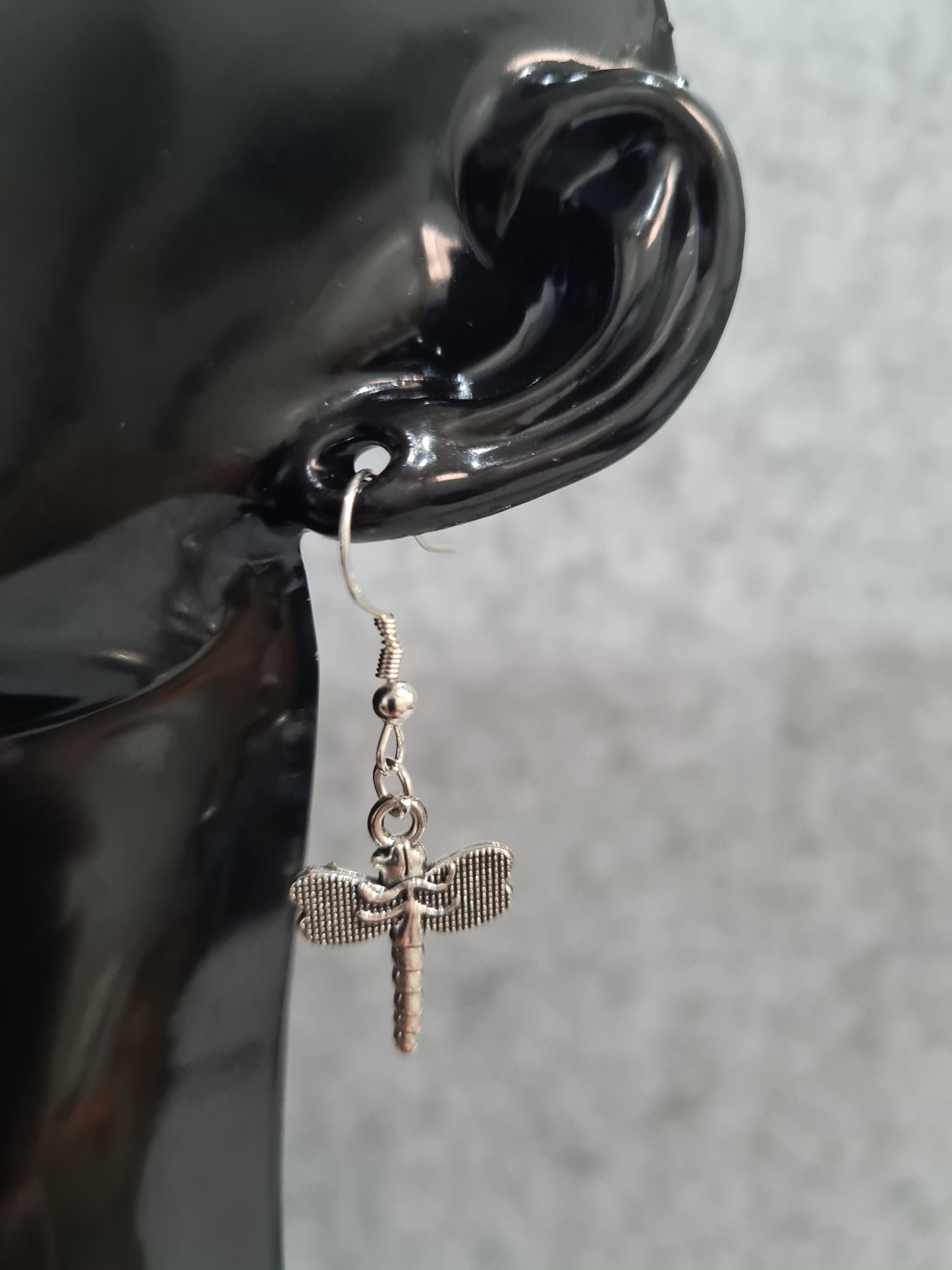 Dragon Fly, Silver Earrings (Shepherd Hooks)