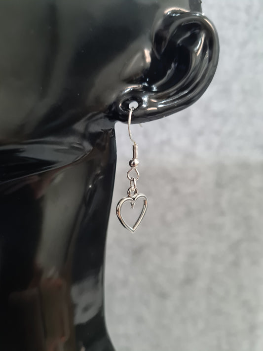 Hearts, Silver Earrings (Shepherd Hooks & Ball Studs)