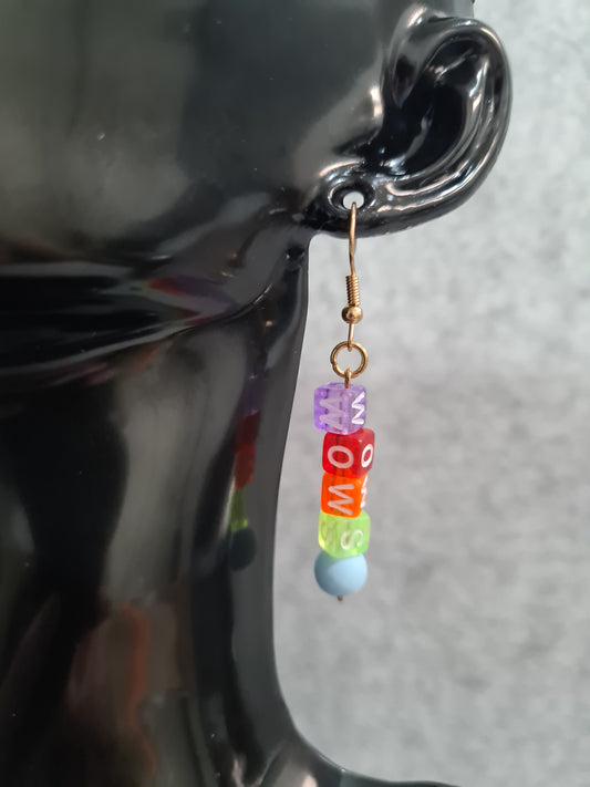 WOWs, Multi Colour Earrings, Gold Shepherd Hook