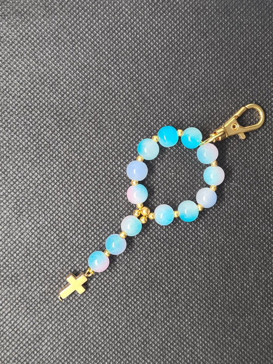 Bead & Cross, Lanyard, Gold & Silver (Various Colours)