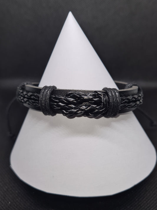 Leather Mixed Style Bracelet, Black