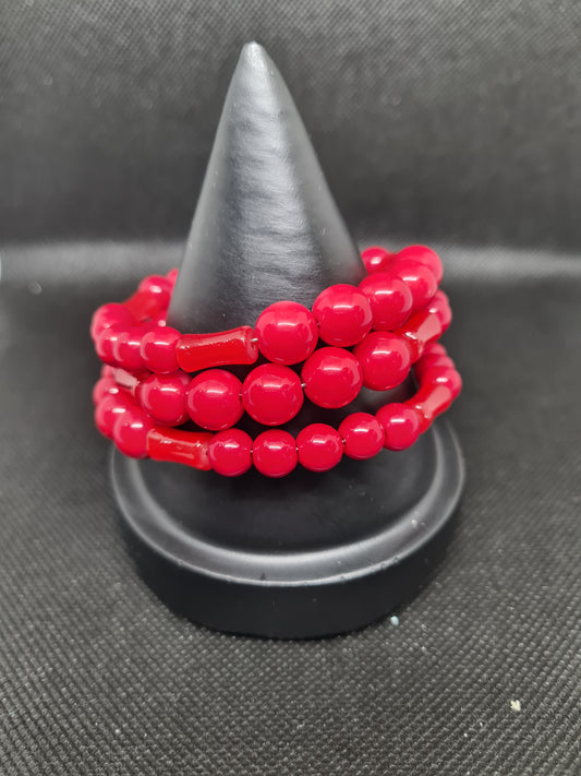 Bright Red Coral Memory Bracelet