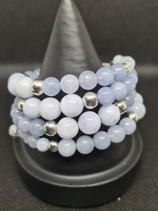 Aquamarine & Silver Memory Bracelet