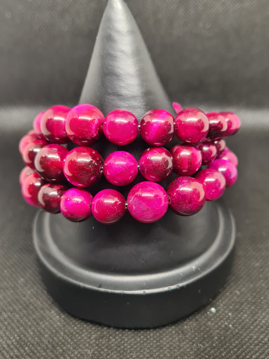 Red Tiger Eye with Cubic Zirconia, Memory Bracelet