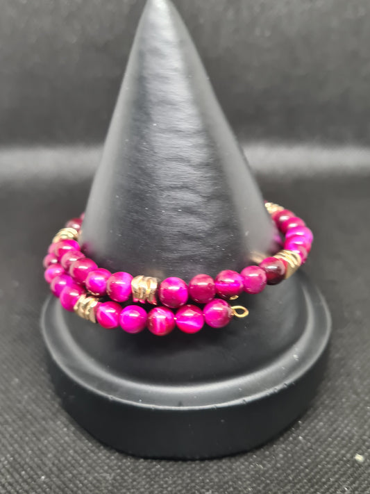 Sophisticated Tiger Eye Bead Memory Bracelet, Single Strand