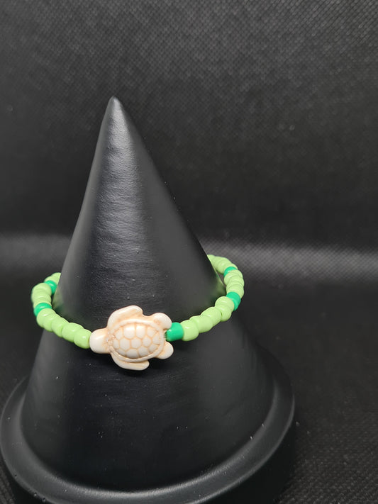 Glass Bead and Turtle, 2 tone Green (15cm)