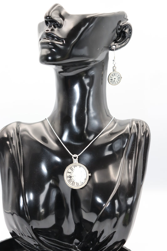 Clock Earring & Necklace Set