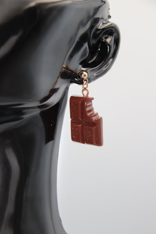 Milk Chocolate Bite, Ball Studs (Silver, Gold and Rose Gold)