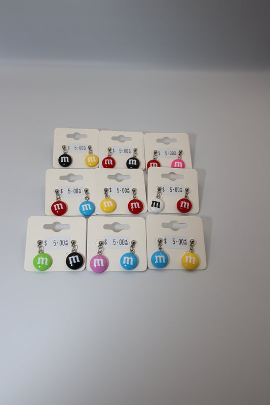 M&M's, Silver Ball Stud Earrings