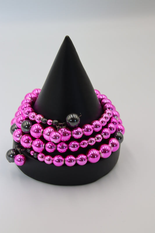 Pink/Black Hematite Memory Bracelet