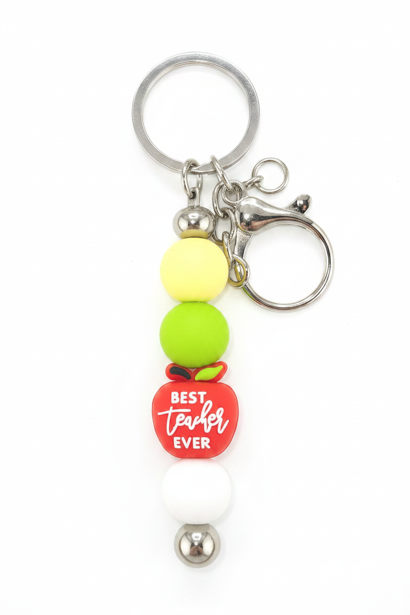 Best Teacher Ever Keychain on white background