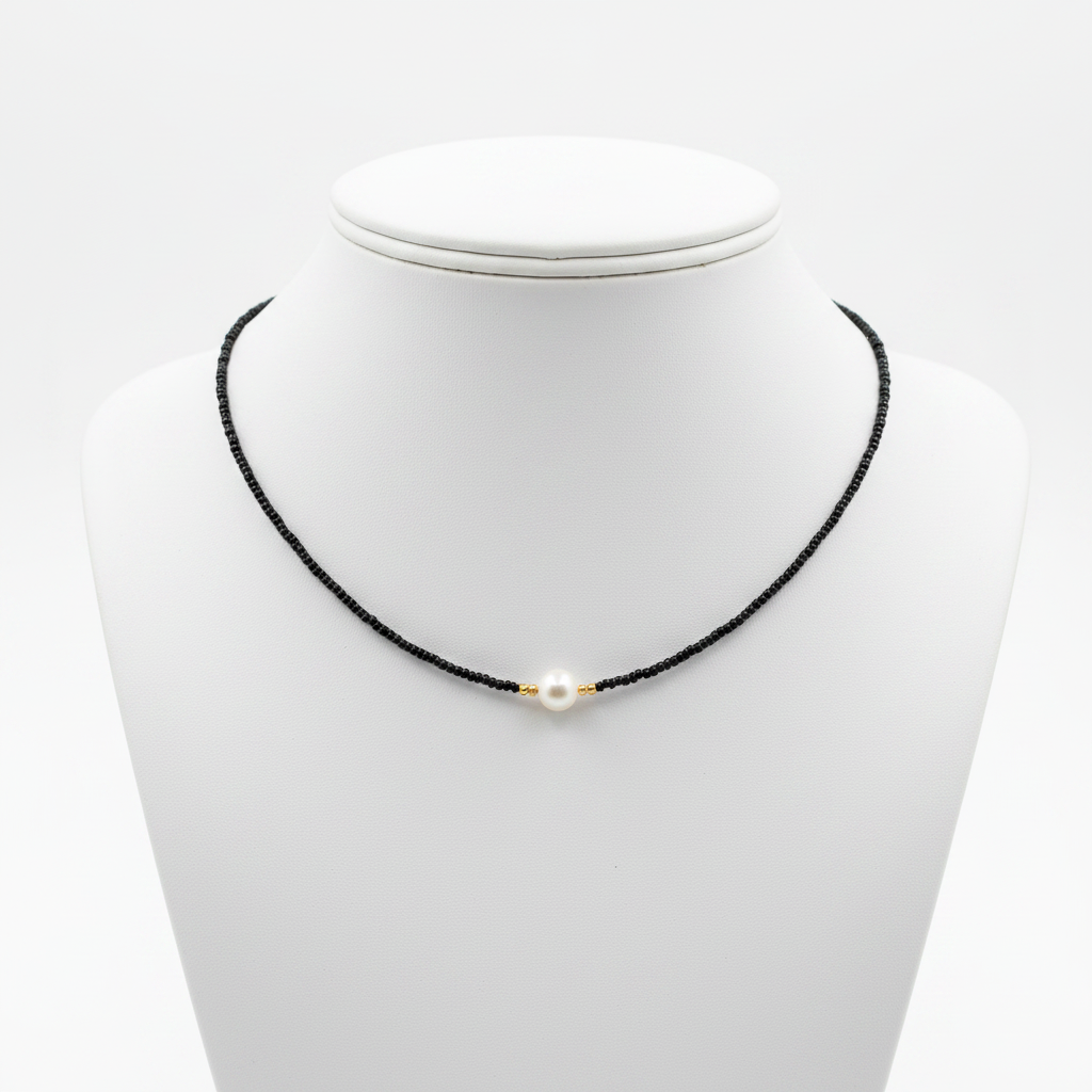 Black Necklace on Stand