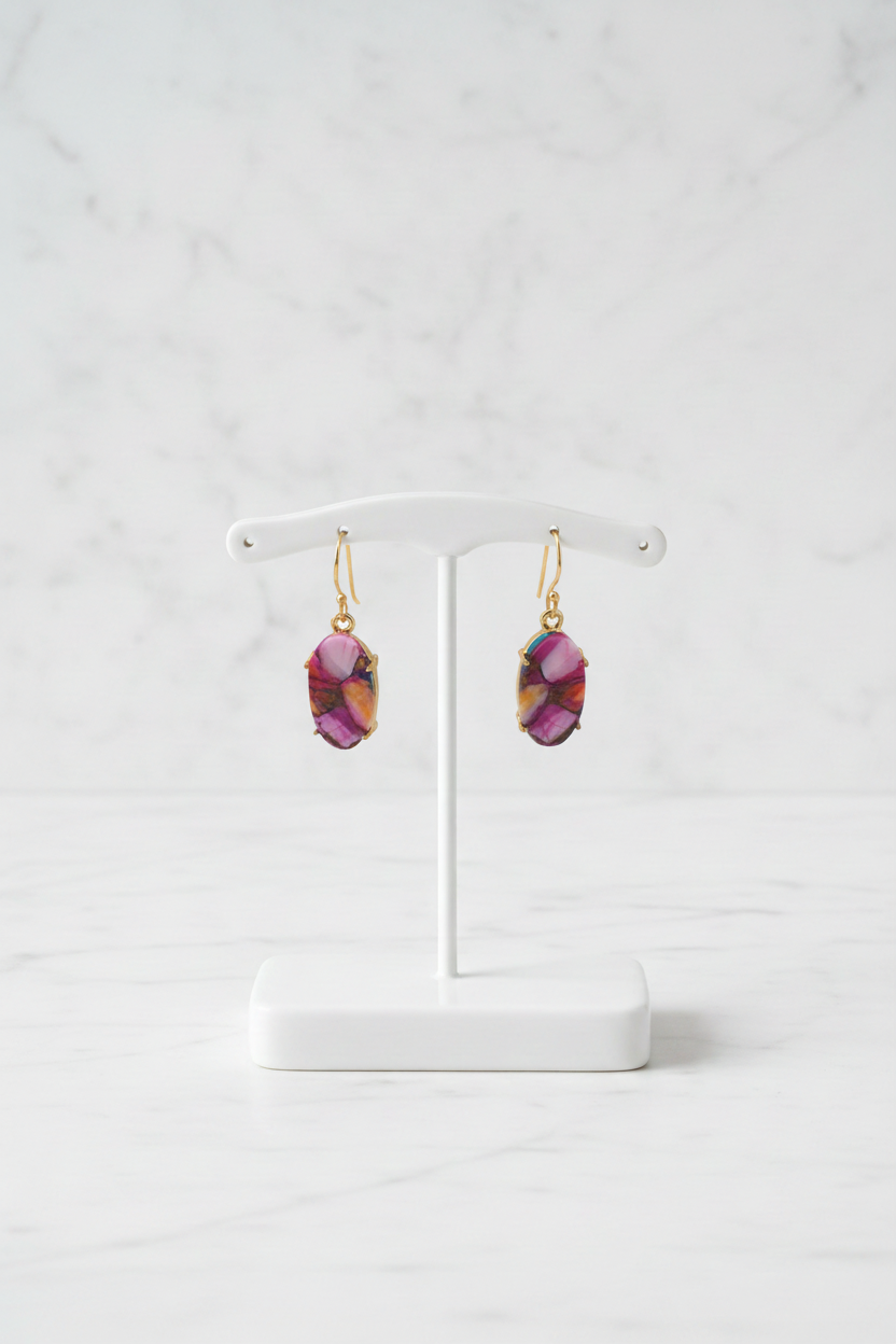 Blue and purple elongated earrings