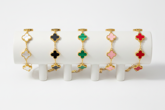 Clover Bracelet Collection - 5 on White Ceramic Stands