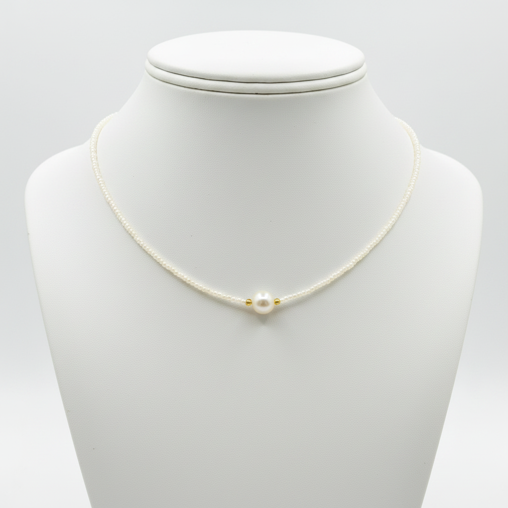 Cream Necklace on Stand