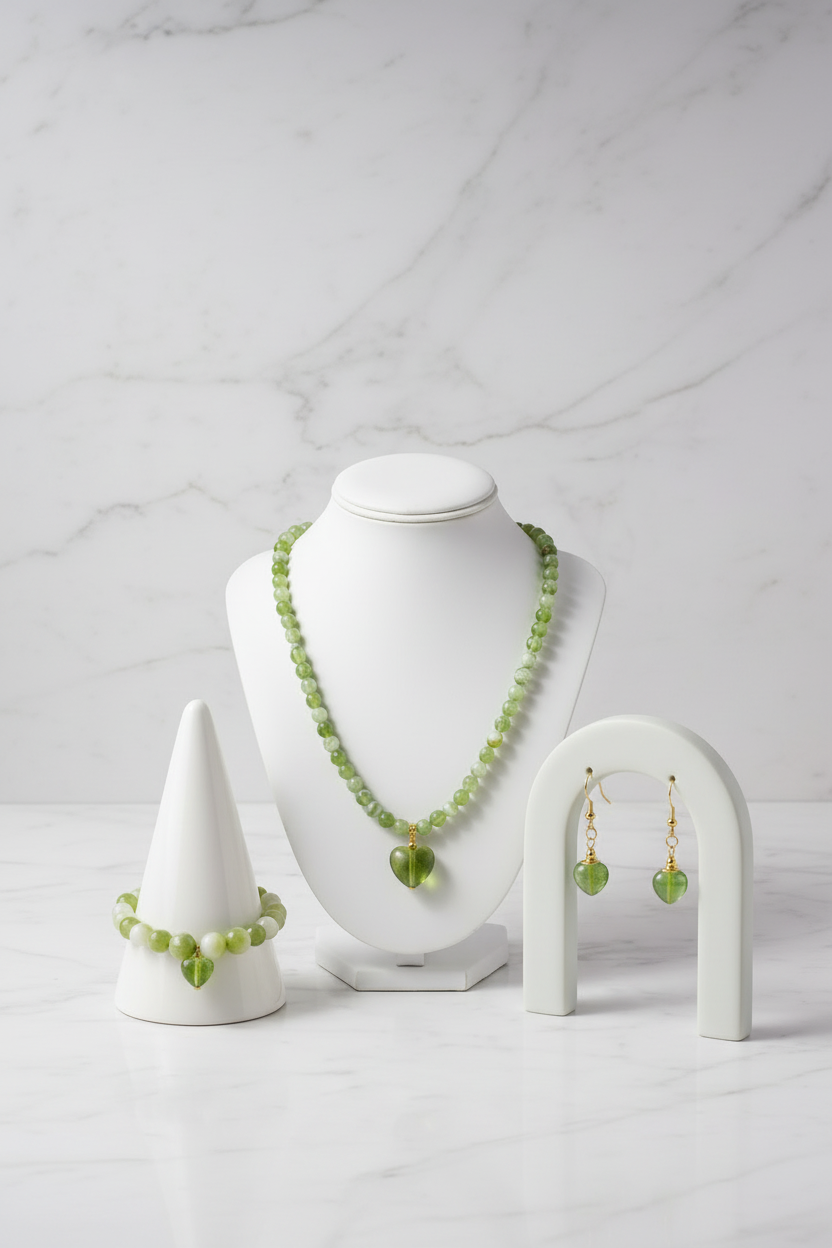 Green heart jewellery collection composite