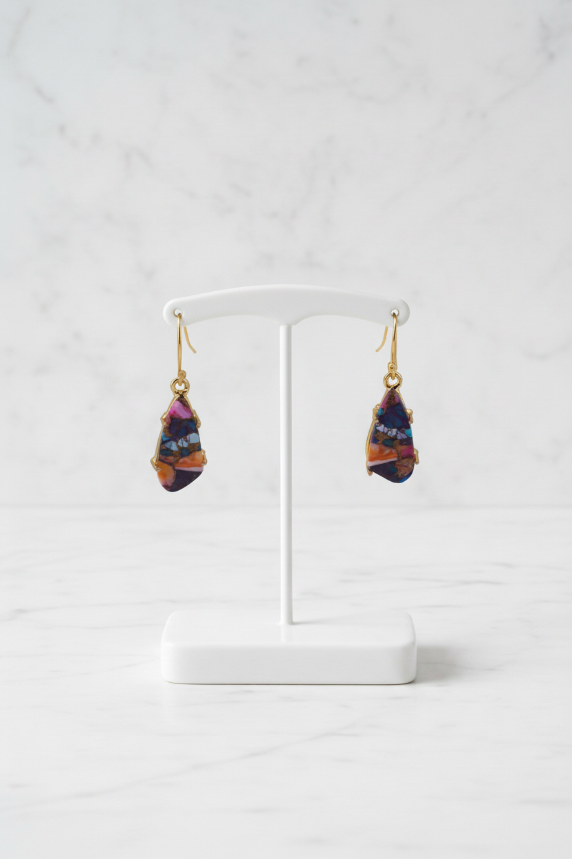 Multicolour faceted earrings