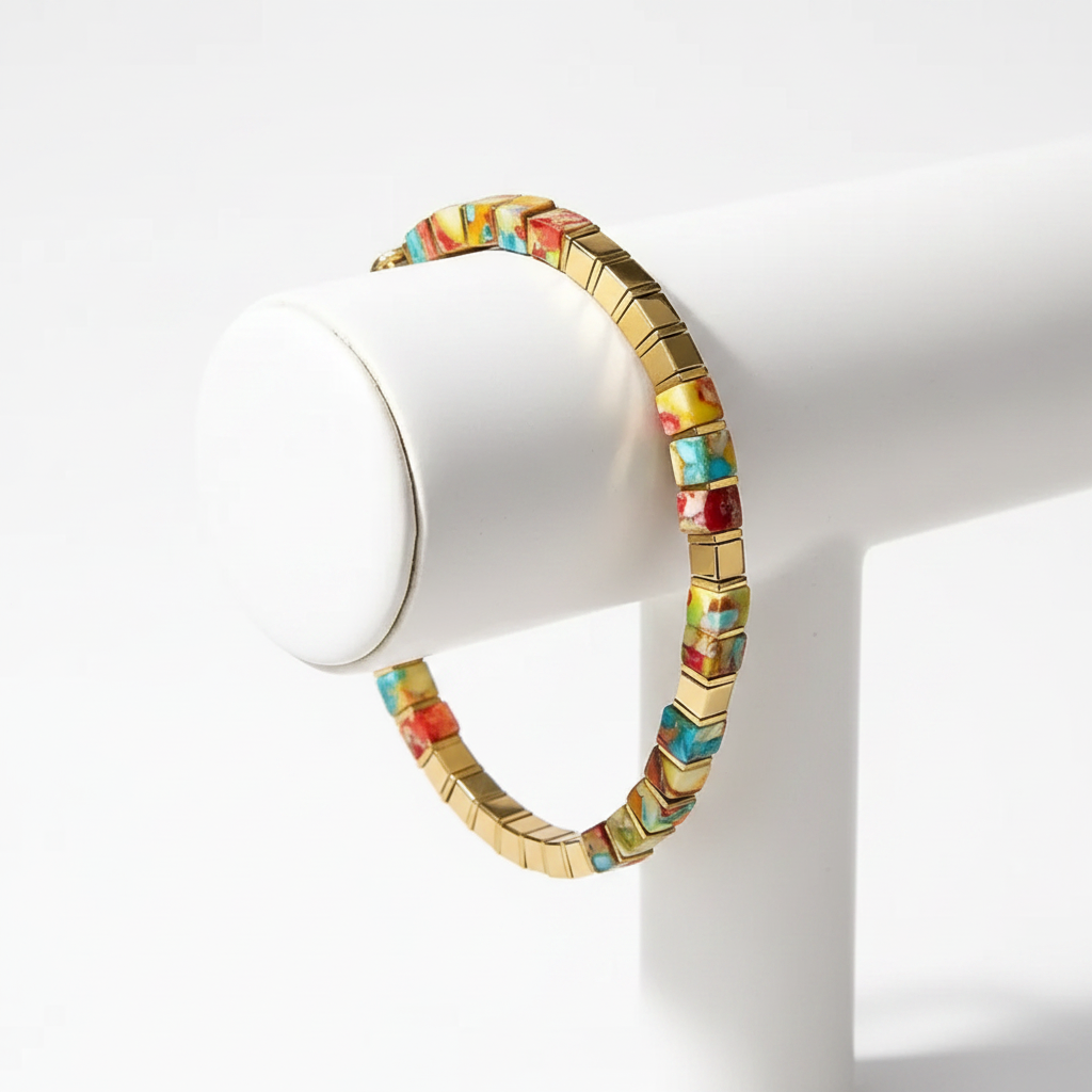 Multicolour Tila Bracelet on Stand