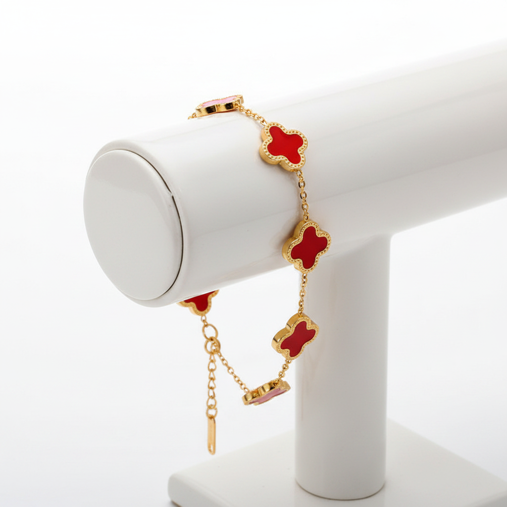 Red Clover Bracelet on Stand