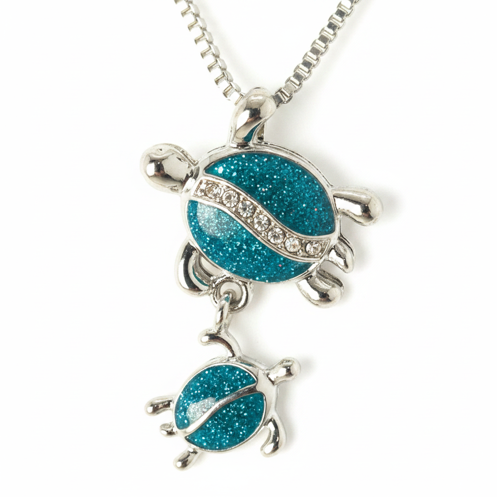 Turtle necklace close-up pendant detail